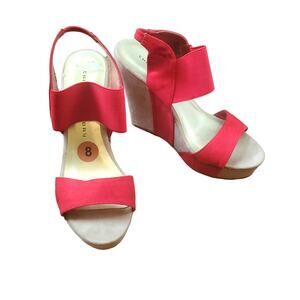 🔥 Chinese Laundry Platform Wedge Heels Red Strappy Women's Size 8 Open Toe